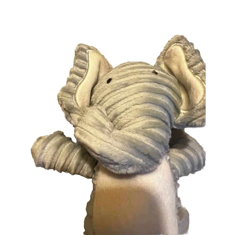 Chick Pea Gray Ribbed Elephant Plush Cream Ears Baby Lovey‎ Toy